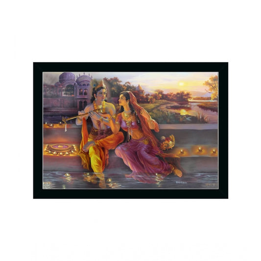 Roneclick Radha Krishna Painting with Synthetic Photo Frame (Multicolor)