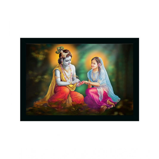 Roneclick Radha Krishna Painting Vinyl Sparkle Coated with Synthetic Photo Frame (Multicolor)