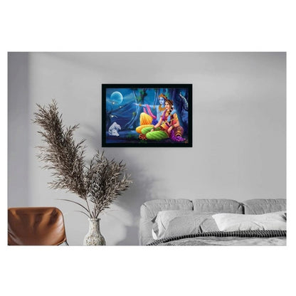 Roneclick Beautiful Radha Krishna Vinyl Sparkle Coated with Synthetic Photo Frame (Multicolor)