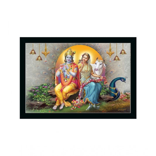 Roneclick Radha Krishna Painting with Synthetic Photo Frame (Multicolor)