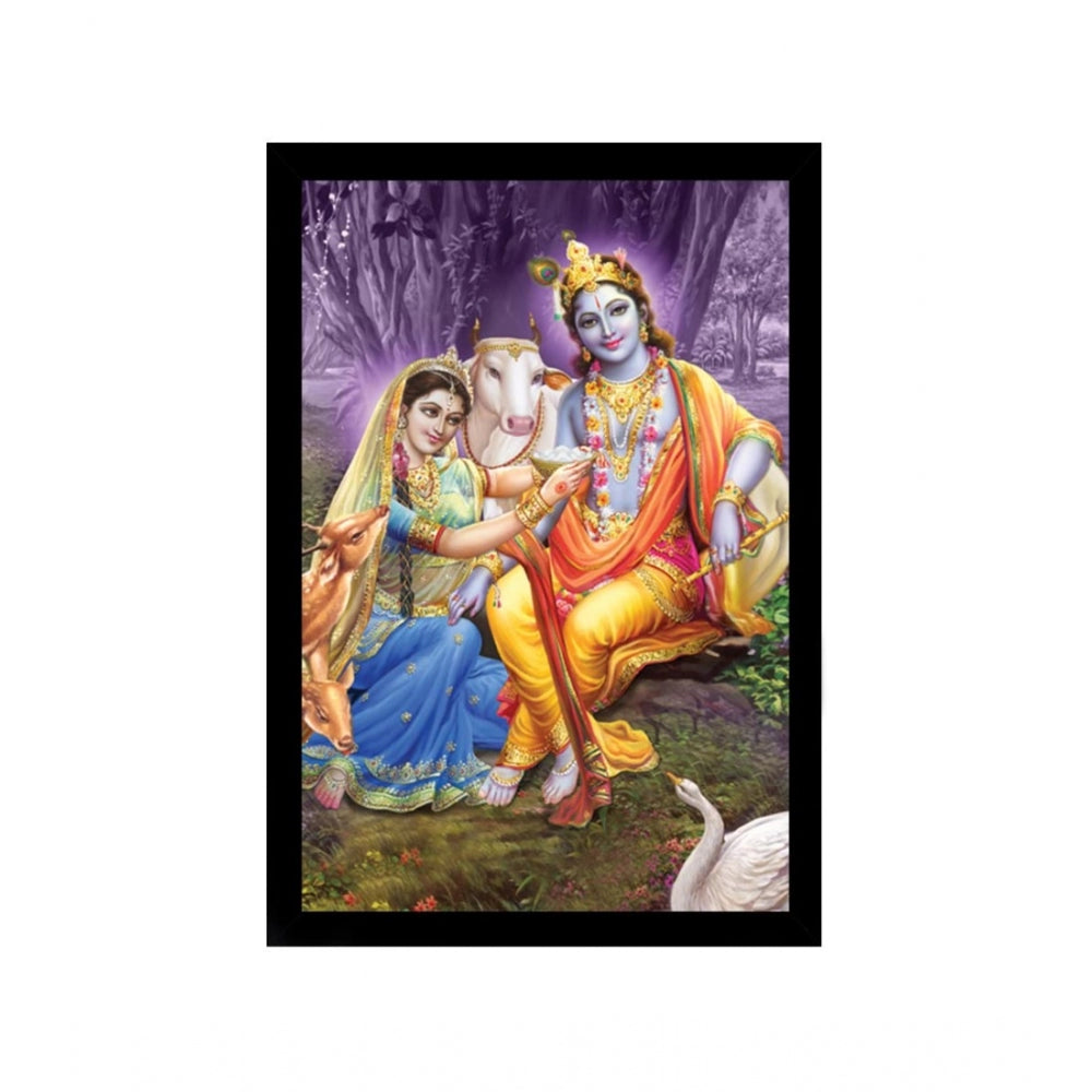 Roneclick Radha Krishna Painting with Synthetic Photo Frame (Multicolor)