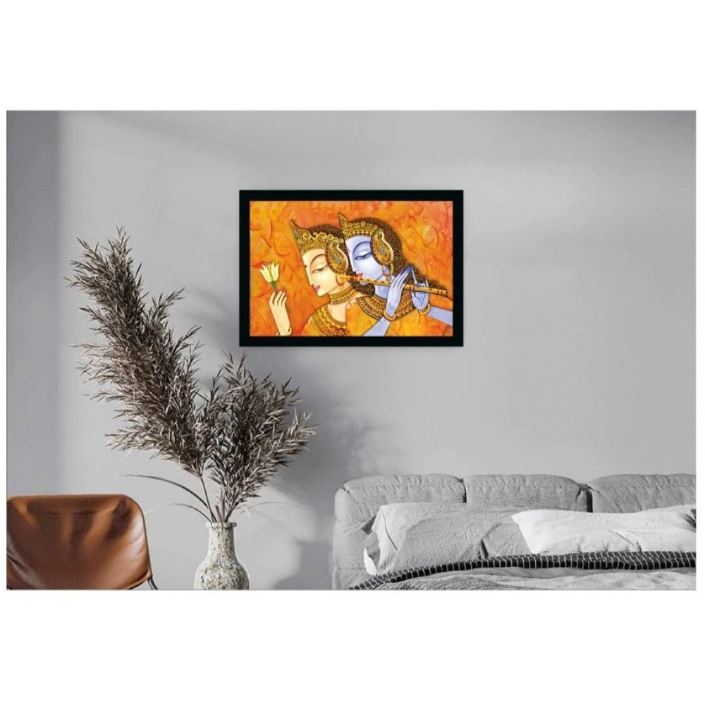 Roneclick Radha Krishna Painting with Synthetic Photo Frame (Multicolor)