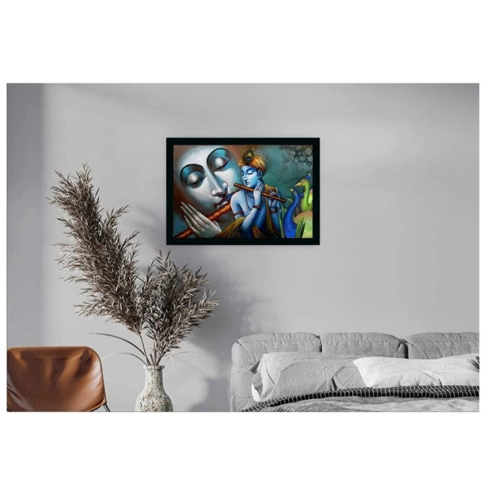 Roneclick Radha Krishna Painting with Synthetic Photo Frame (Multicolor)