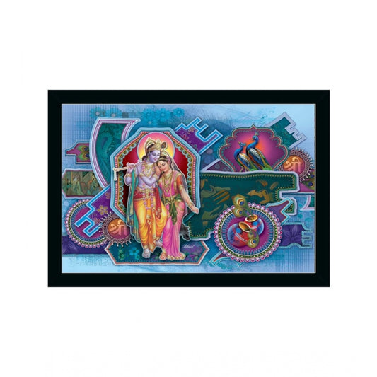 Roneclick Radha Krishna Painting with Synthetic Photo Frame (Multicolor)