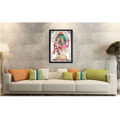 Roneclick Radha Krishna Painting with Synthetic Photo Frame (Multicolor)