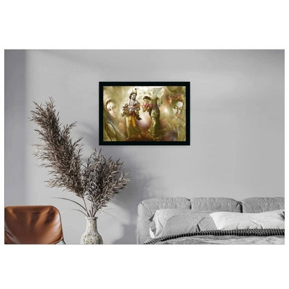 Roneclick Radha Krishna Painting with Synthetic Photo Frame (Multicolor)