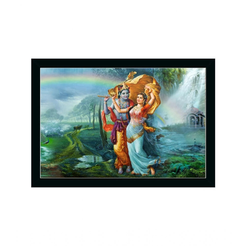 Roneclick Radha Krishna Painting with Synthetic Photo Frame (Multicolor)