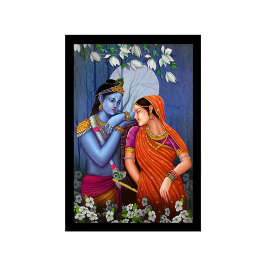 Roneclick Radha Krishna Painting with Synthetic Photo Frame (Multicolor)