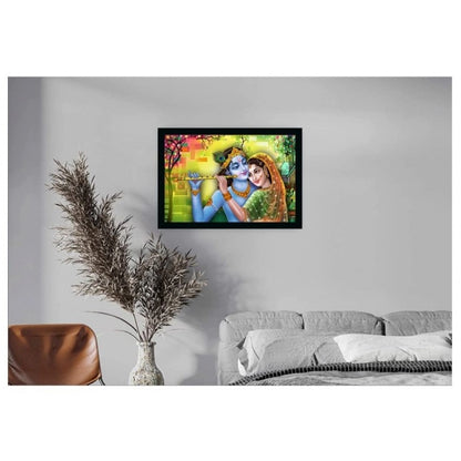 Roneclick Radha Krishna Painting with Synthetic Photo Frame (Multicolor)