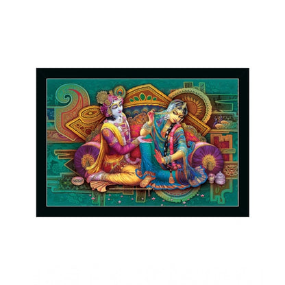 Roneclick Radha Krishna Painting with Synthetic Photo Frame (Multicolor)