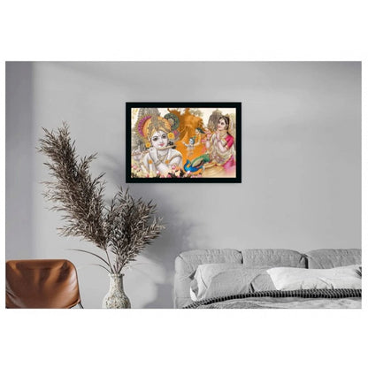 Roneclick Radha Krishna Painting Vinyl Sparkle Coated with Synthetic Photo Frame (Multicolor)