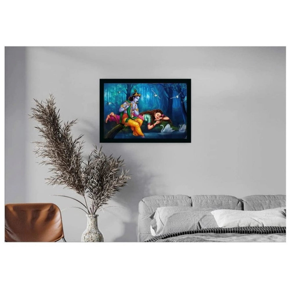 Roneclick Radha Krishna Painting with Synthetic Photo Frame (Multicolor)