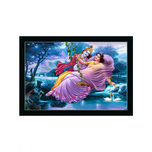 Roneclick Radha Krishna Painting with Synthetic Photo Frame (Multicolor)