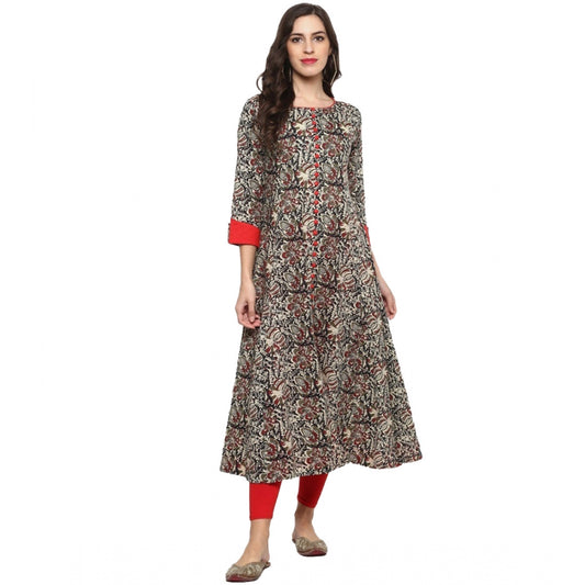 Roneclick Women's Casual 3/4 th Sleeve Printed Cotton Kurti (MultiColor)