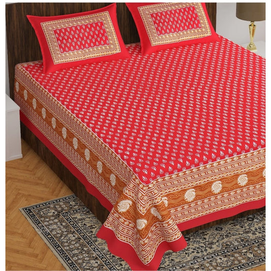 Roneclick Cotton Printed Queen Size Bedsheet With 2 Pillow Covers (MultiColor, 90x100 Inch)