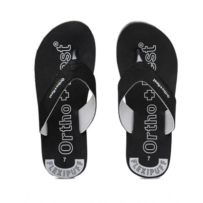 Roneclick Unisex Rubber Comfortable Orthopedic Doctor Slipper and Flip Flops (Black)