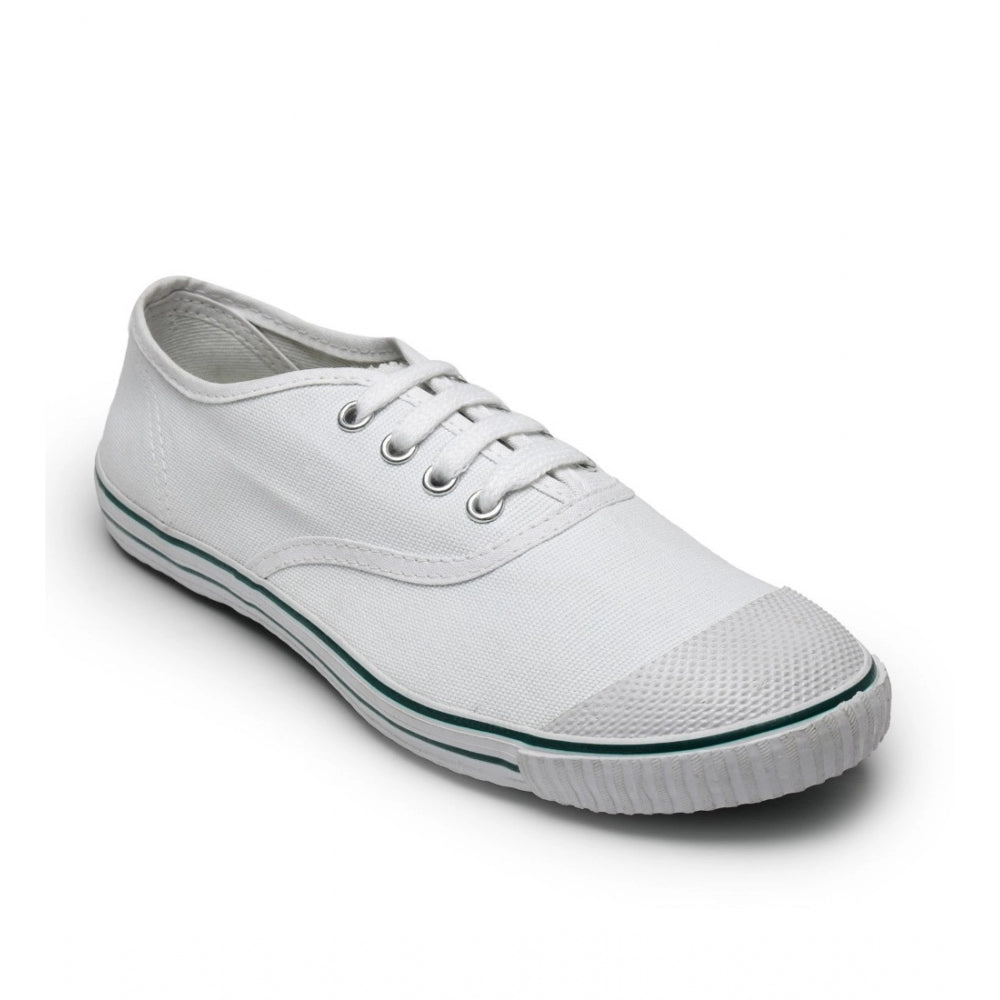 Roneclick Unisex Cotton School Shoe Lace-Up (White)