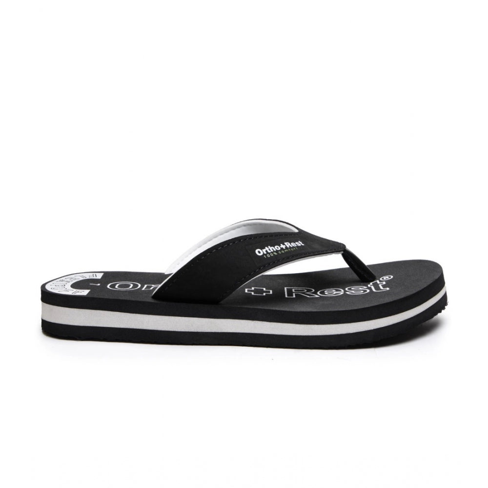 Roneclick Unisex Rubber Comfortable Orthopedic Doctor Slipper and Flip Flops (Black)