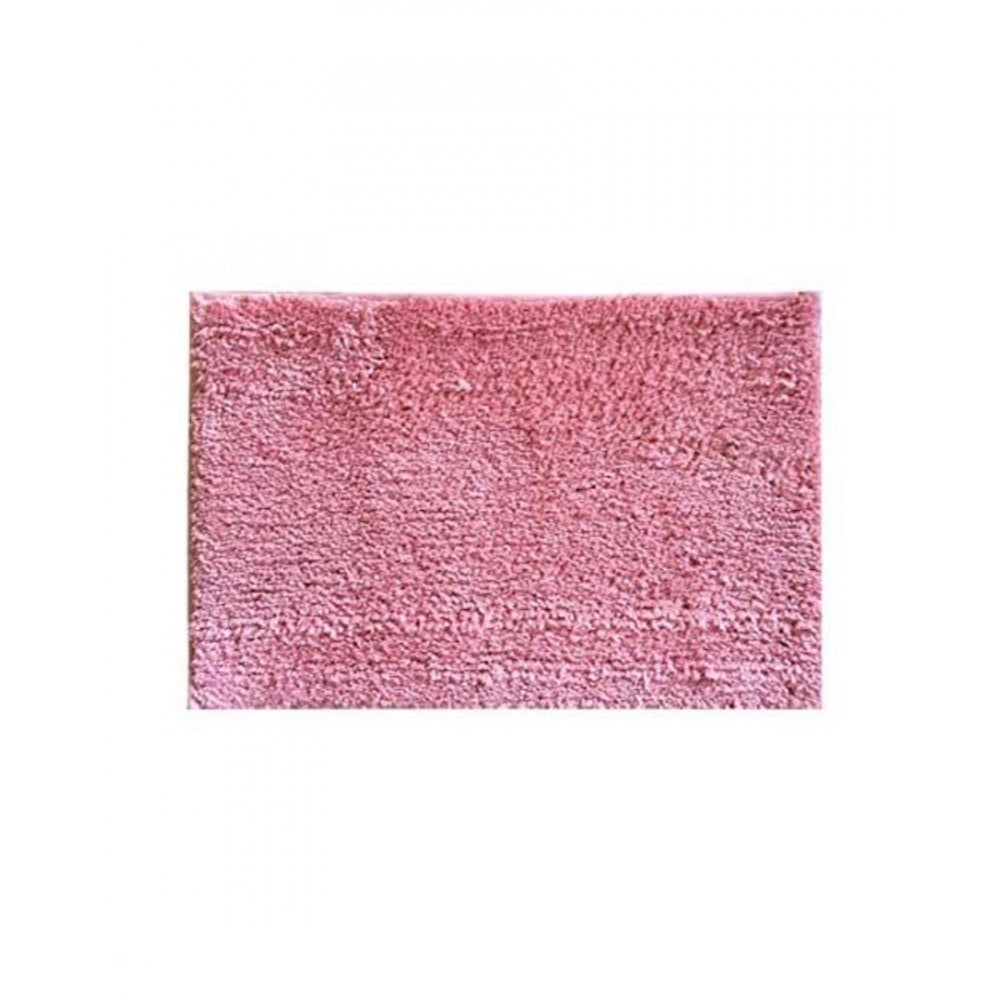 Roneclick Solid Polyester Bathmat (Pink)