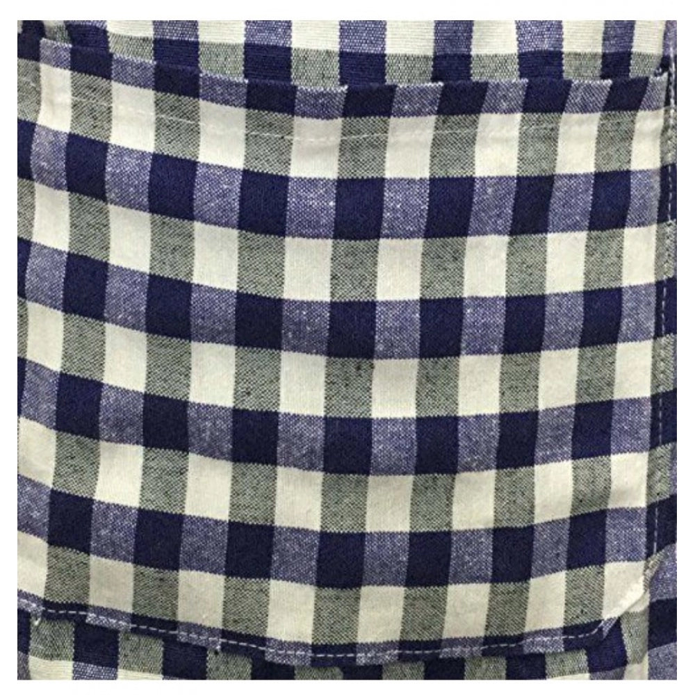 Roneclick Checked Cotton Apron Sets (Blue)