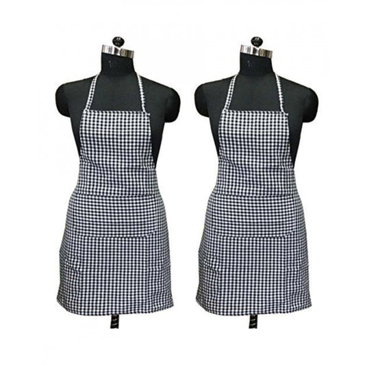 Generic Checkered Cotton Apron Sets (Black)