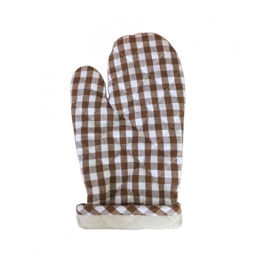 Generic Checkered Cotton Oven Mitten (Brown)