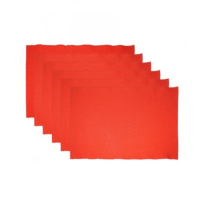 Roneclick Solid Cotton Place Mats and Napkin Sets (Red)