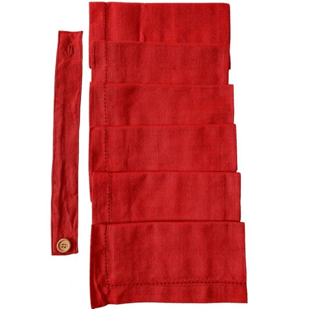 Roneclick Solid Cotton Napkins Sets (Red)