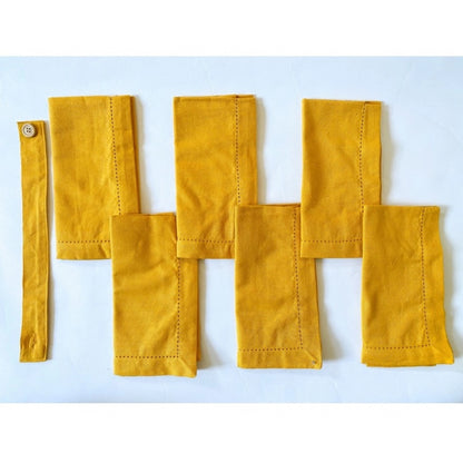 Roneclick Solid Cotton Napkins Sets (Yellow)