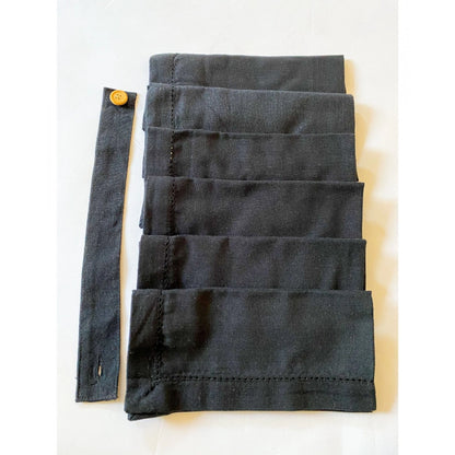 Roneclick Solid Cotton Napkins Sets (Black)