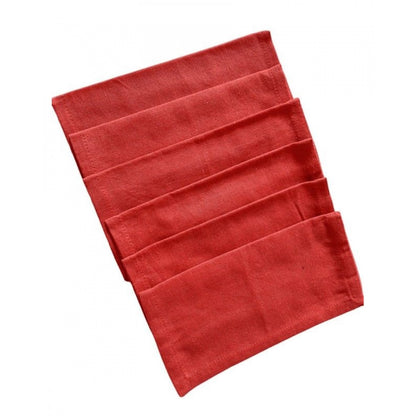 Roneclick Solid Cotton Napkins Sets (Dark Pink)