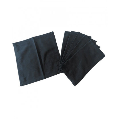 Roneclick Solid Cotton Napkins Sets (Black)