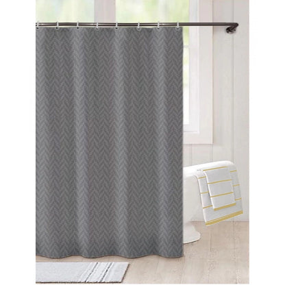 Roneclick Waves Polyester Plain Shower Curtains with Plastic Eyelets (Dark Grey)