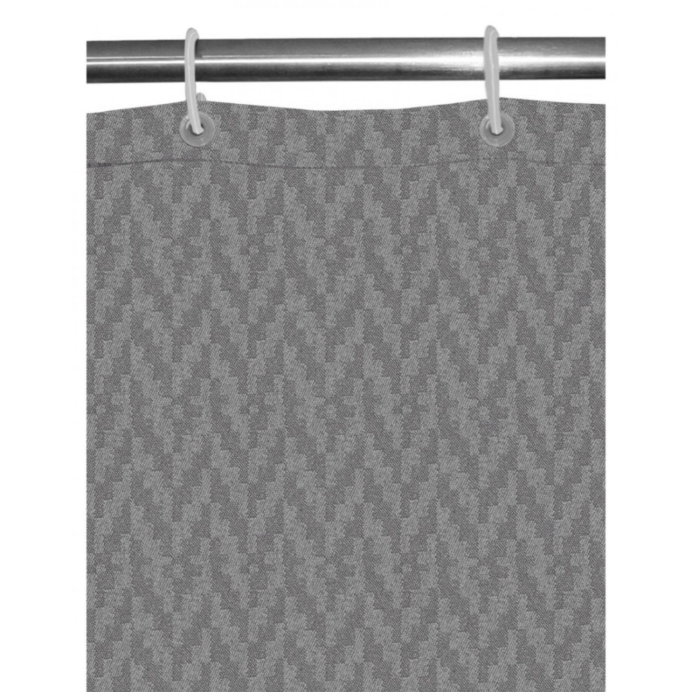 Roneclick Waves Polyester Plain Shower Curtains with Plastic Eyelets (Dark Grey)