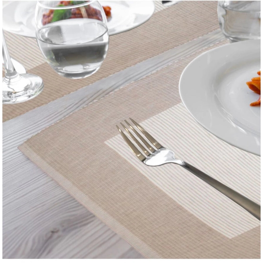 Roneclick Ribbed Cotton Place Mats Sets (Cream)