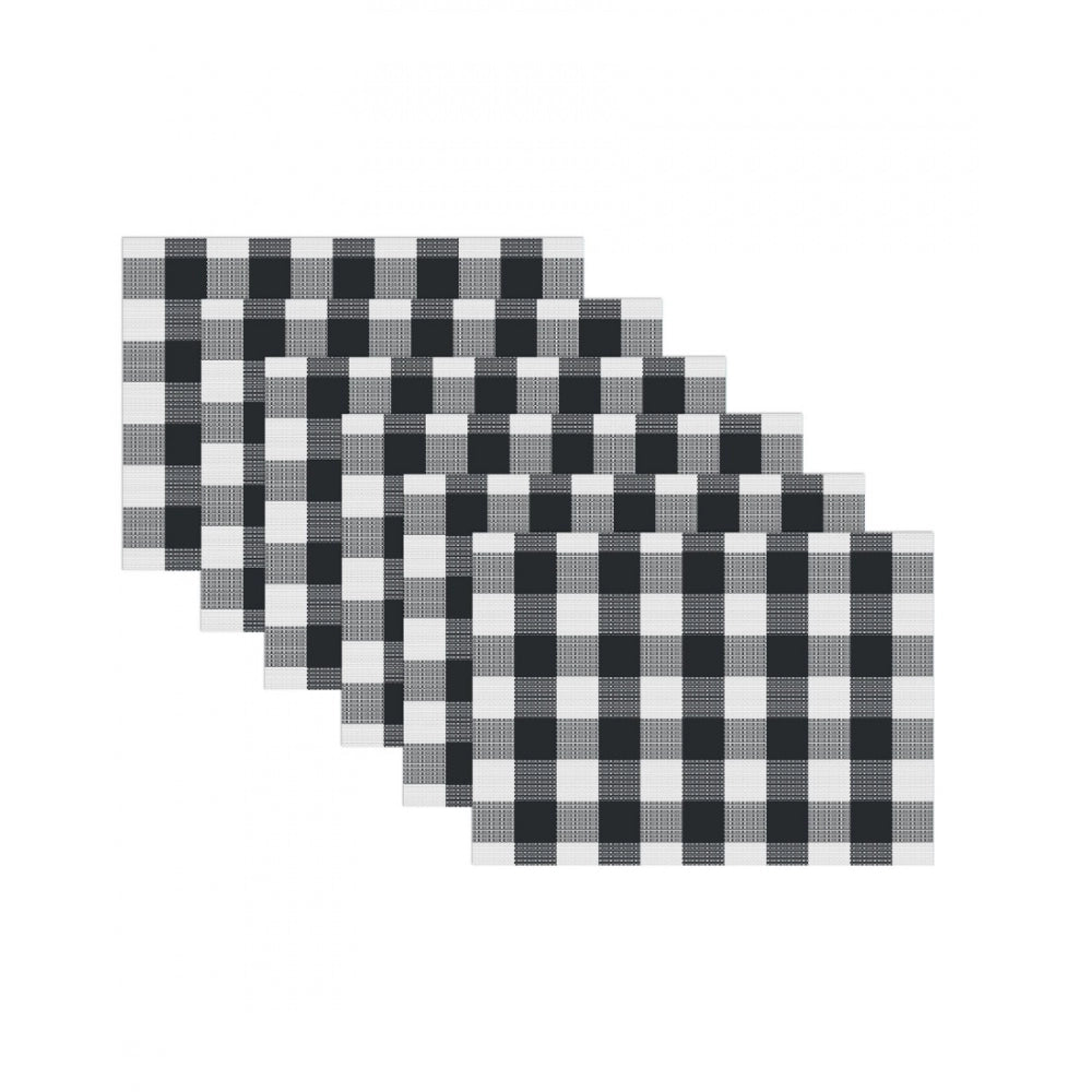 Generic Checkered Cotton Place Mats Sets (Black &amp; White)