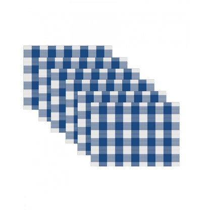 Generic Checkered Cotton Place Mats Sets (Royal Blue)