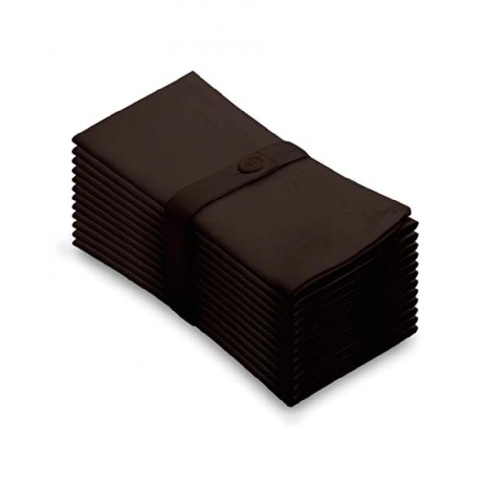 Roneclick Solid Cotton Napkins Sets (Brown)