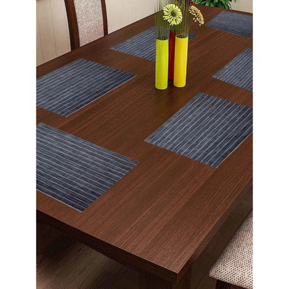 Roneclick striped Vinyl Place Mats Sets (Black &amp; White)