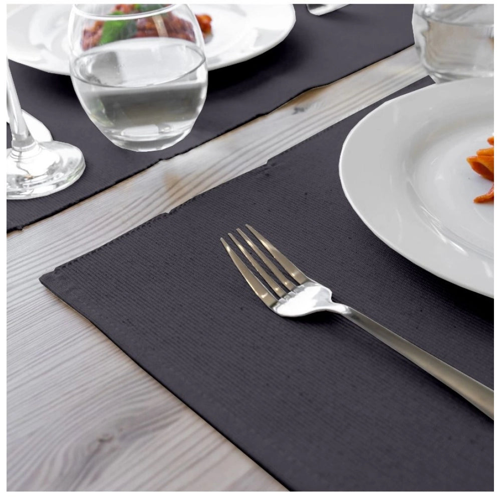 Roneclick Ribbed Cotton Place Mats Sets (Grey)