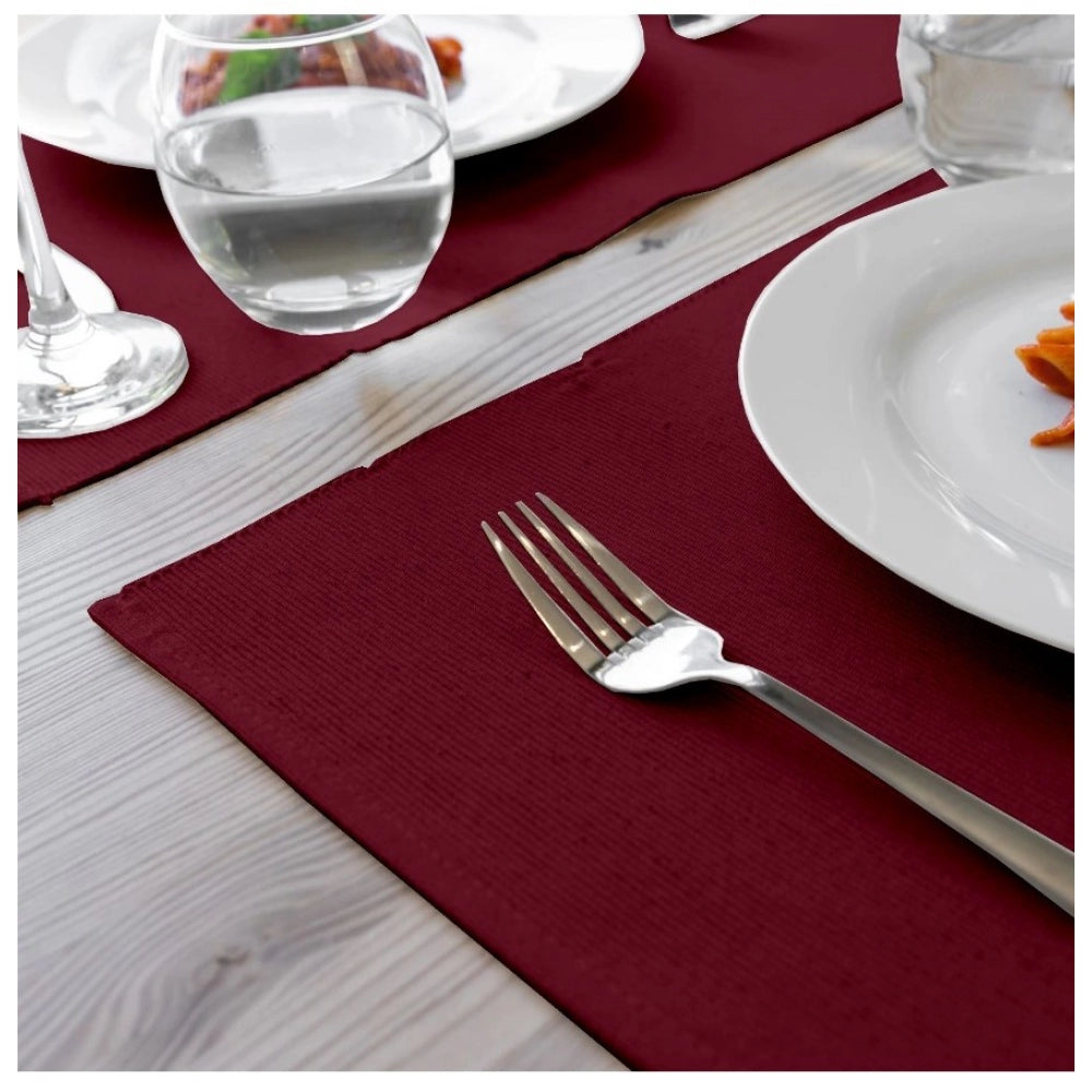 Roneclick Ribbed Cotton Place Mats Sets (Maroon)