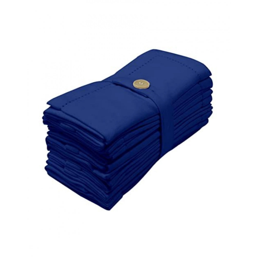 Roneclick Solid Cotton Napkins Sets (Blue)