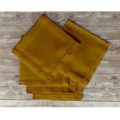 Roneclick Solid Cotton Napkins Sets (Mustard)