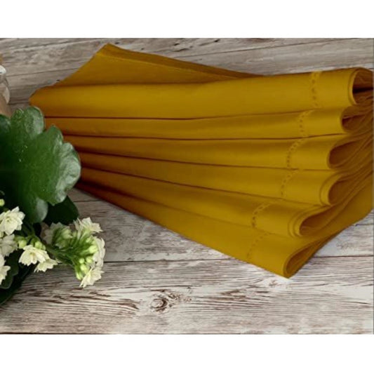 Roneclick Solid Cotton Napkins Sets (Mustard)