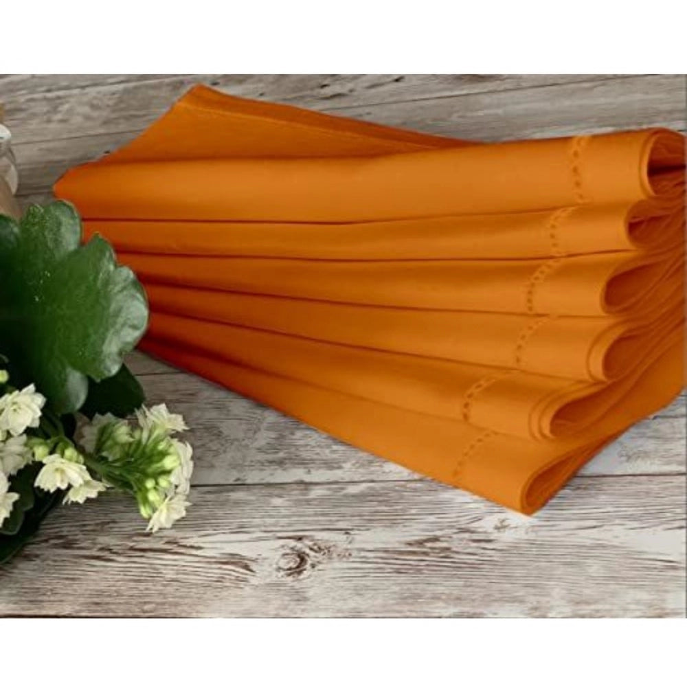 Roneclick Solid Cotton Napkins Sets ( Orange)