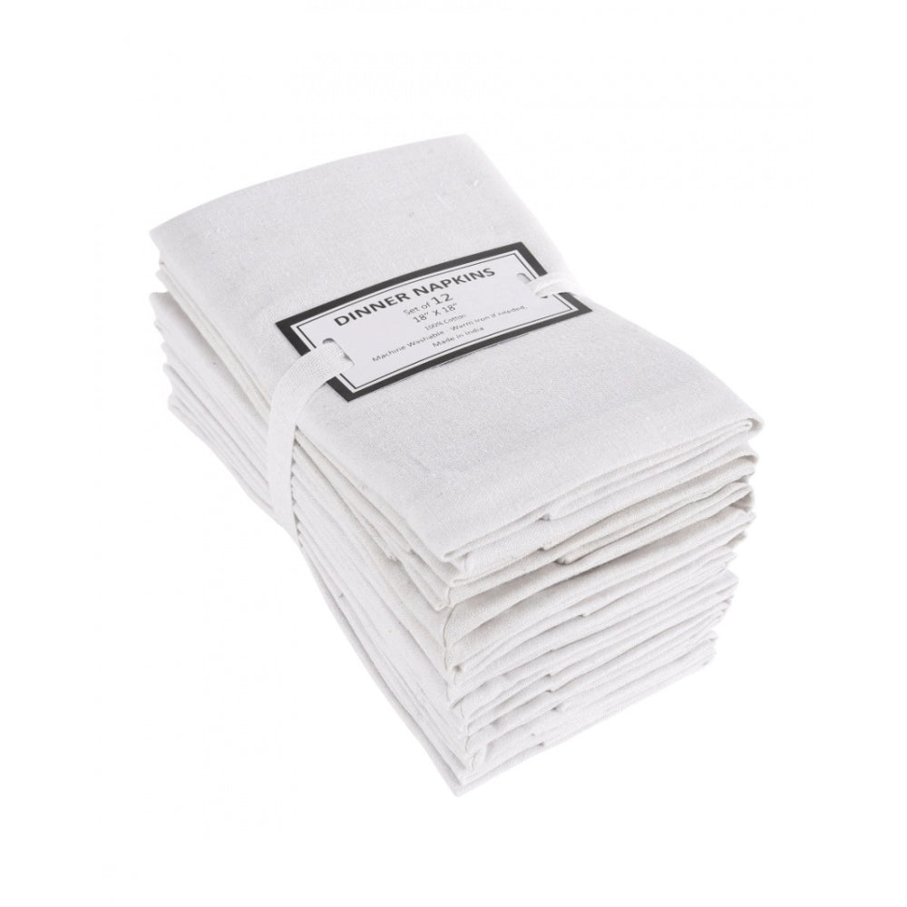 Roneclick Solid Cotton Napkins Sets (White)