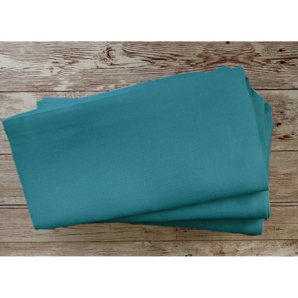 Roneclick Solid Cotton Napkins Sets (Turquoise Blue)