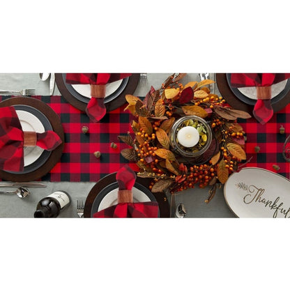 Generic Checkered Cotton Table Runners (Red &amp; Black)