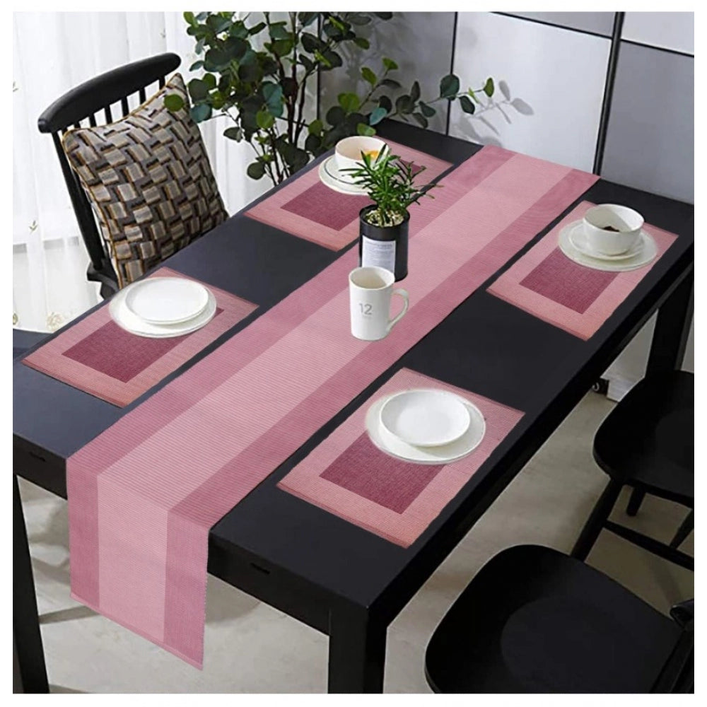 Roneclick Ribbed Cotton Table Runner and Placemats Sets (Purple)