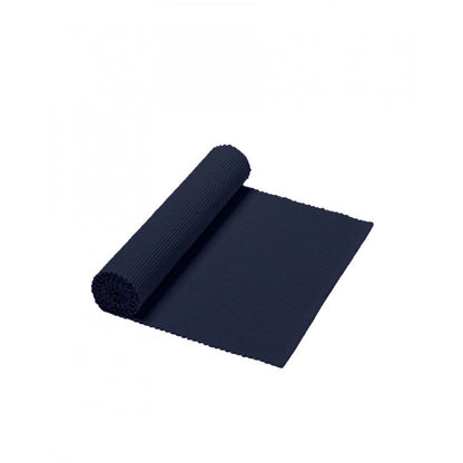 Roneclick Ribbed Cotton Table Runners (Navy Blue)